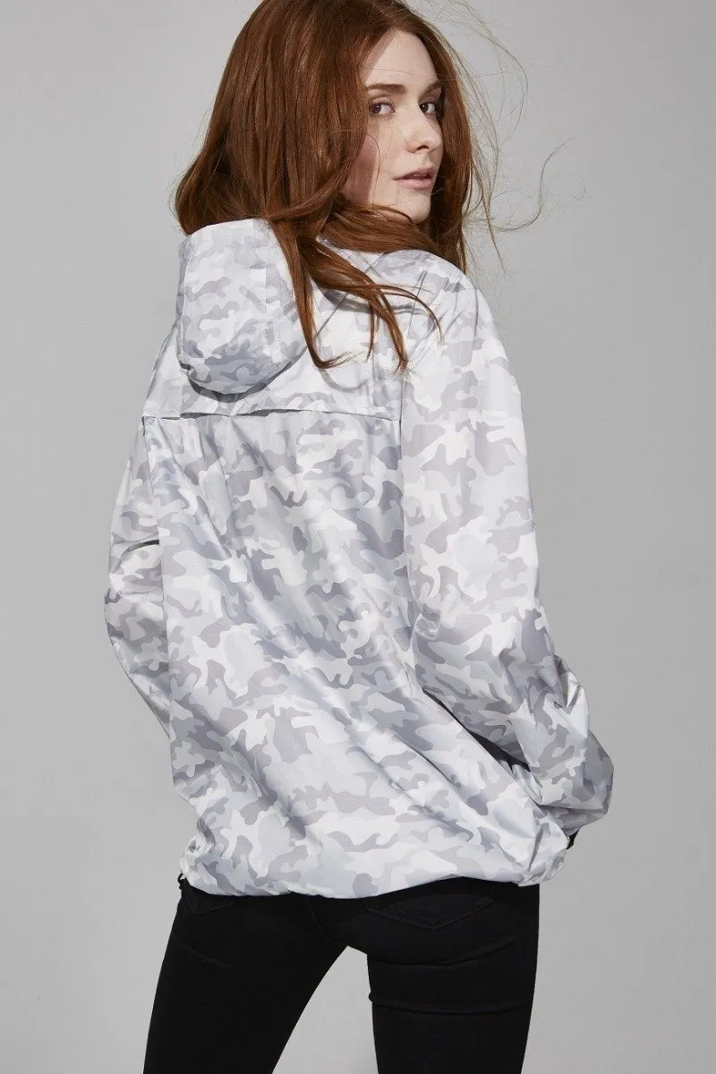 08 Sloane Print Full Zip Packable Rain Jacket- White Camo