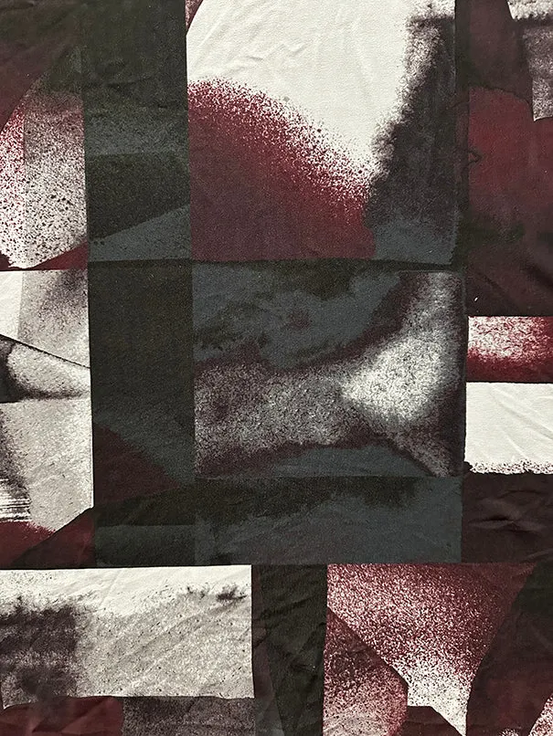 Abstract Red Print ITY Jersey Knit Fabric