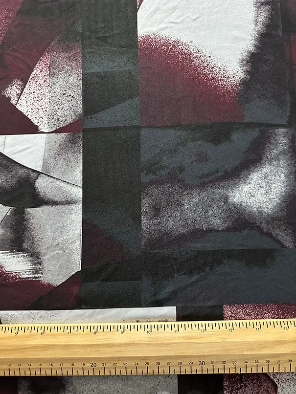 Abstract Red Print ITY Jersey Knit Fabric