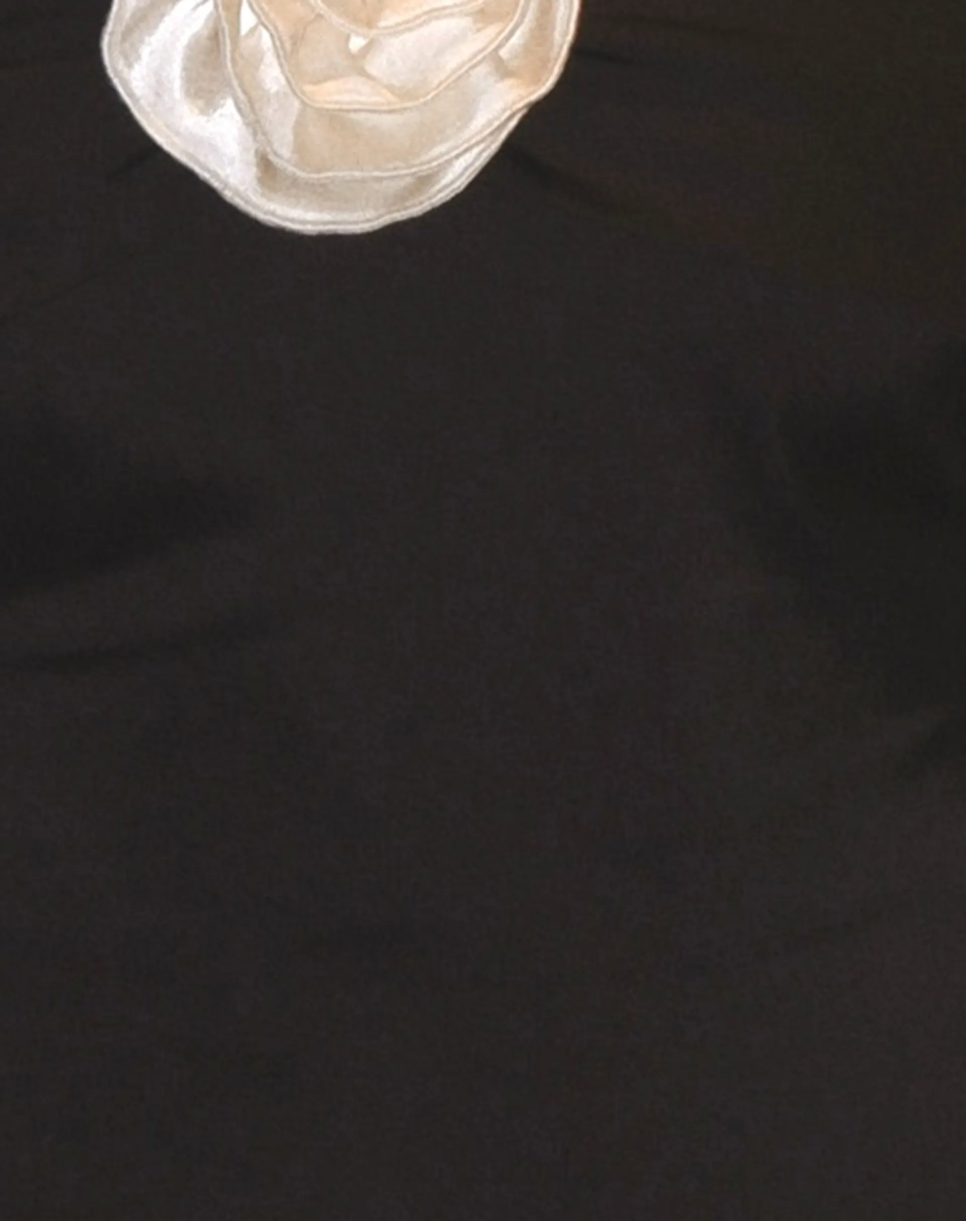 Astrum Bandeau Satin Top in Black with Rosette