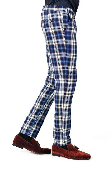 Barabas CP46 Do It Plaid Pants Blue/Wine
