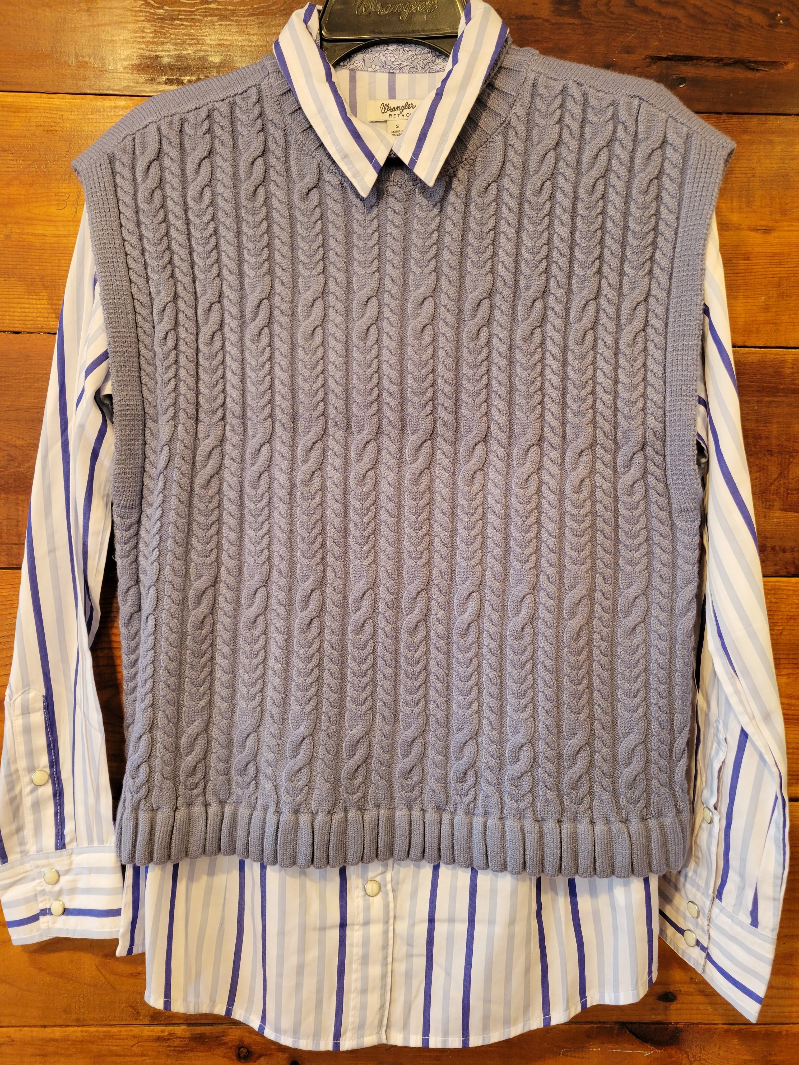 Blue Cable Knit Vest