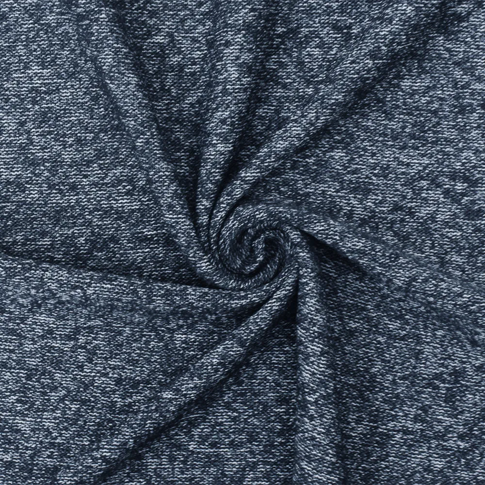 Blue-White Slub Stretch Rayon Blend Brushed Back Jersey Knit Fabric