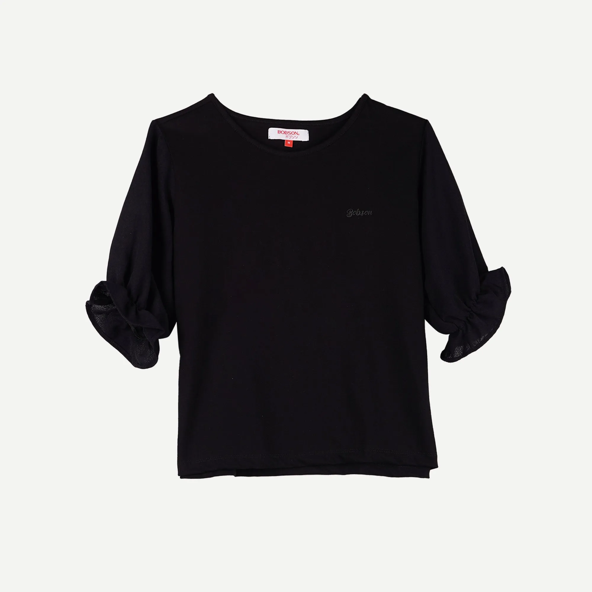 Bobson Japanese Ladies Basic Tees Boxy Fit 156074 (Black)