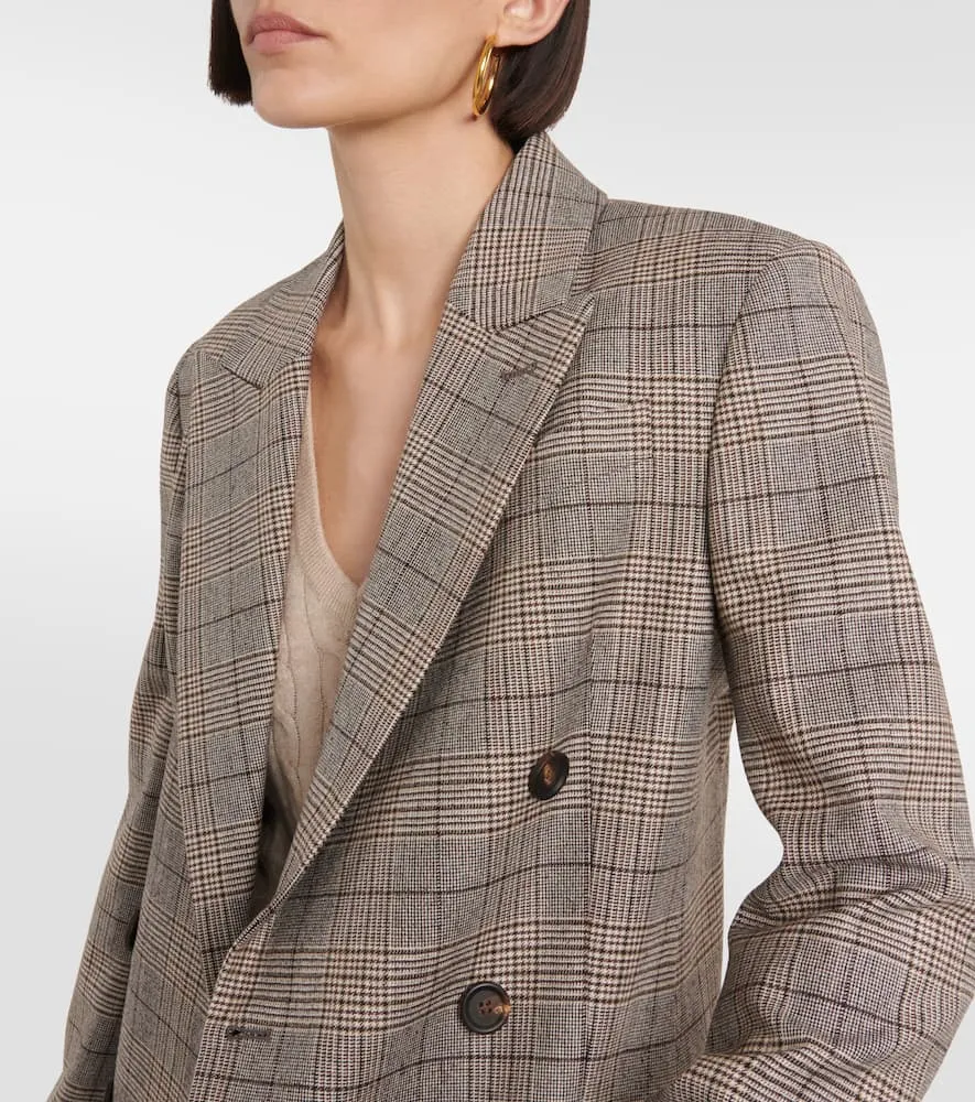Brunello Cucinelli Checked wool and cotton-blend blazer