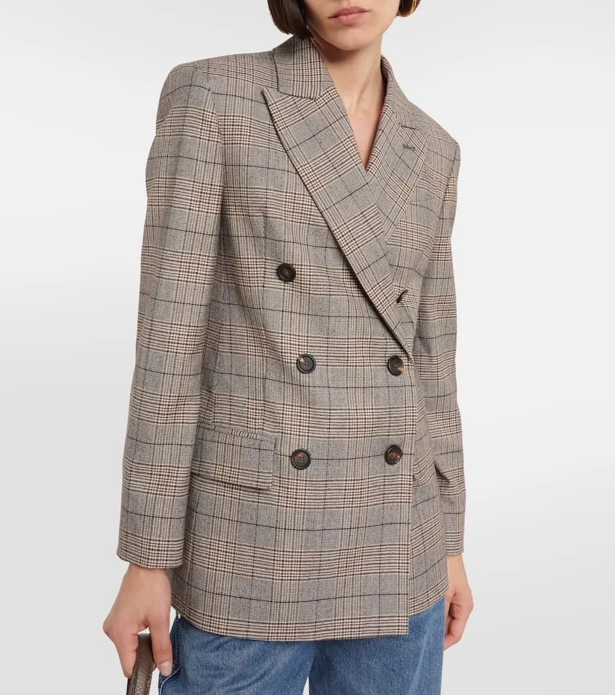 Brunello Cucinelli Checked wool and cotton-blend blazer