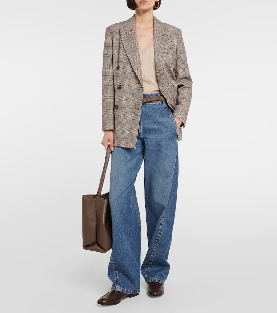 Brunello Cucinelli Checked wool and cotton-blend blazer