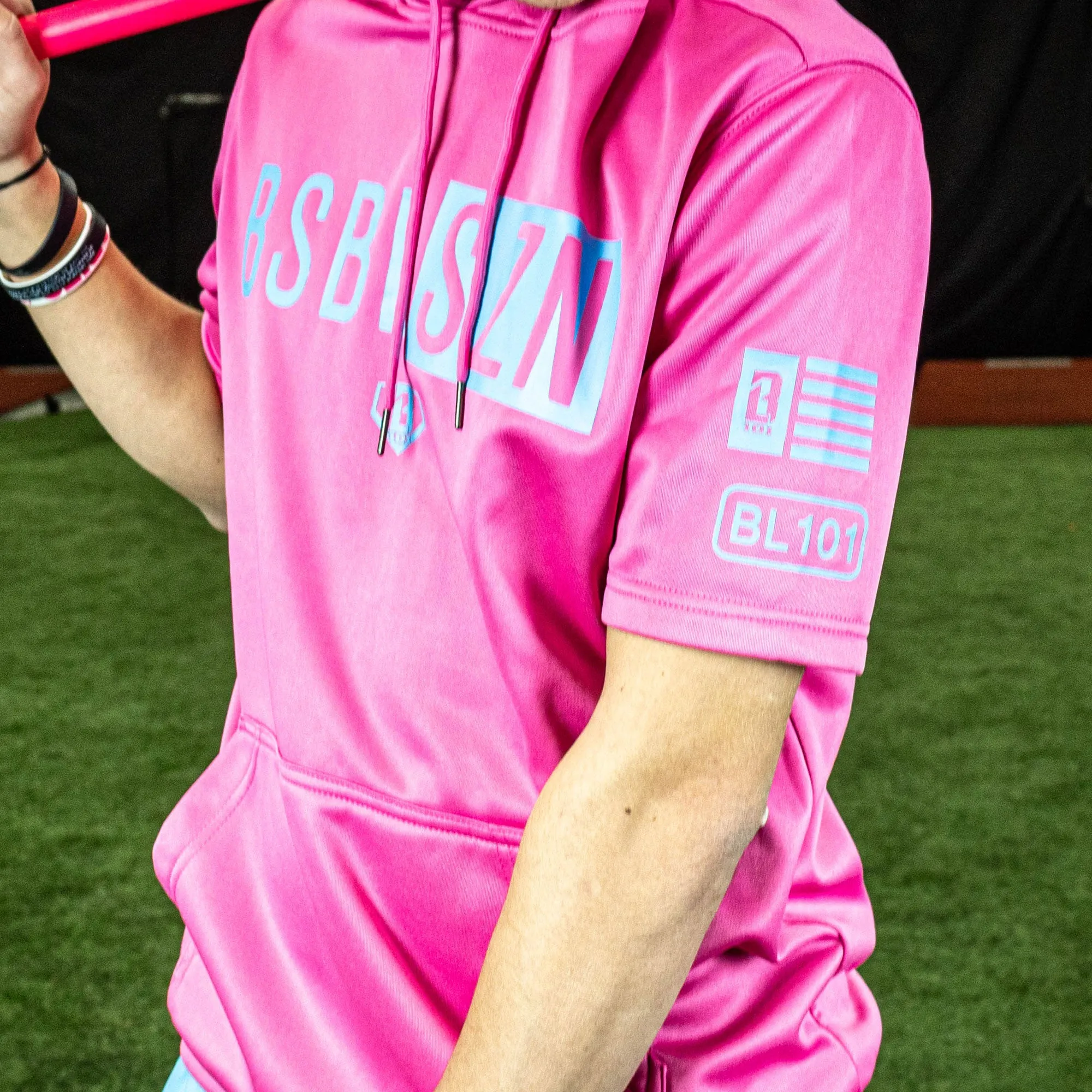 BSBL-SZN Youth Short Sleeve Hoodie V2 Cotton Candy Pink