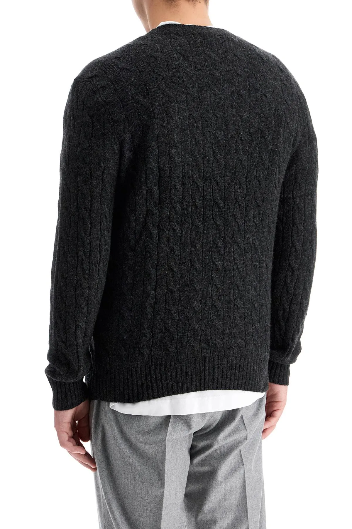 cable knit wool-cashmere sweater 710876762013 DARK GRANITE HTHR