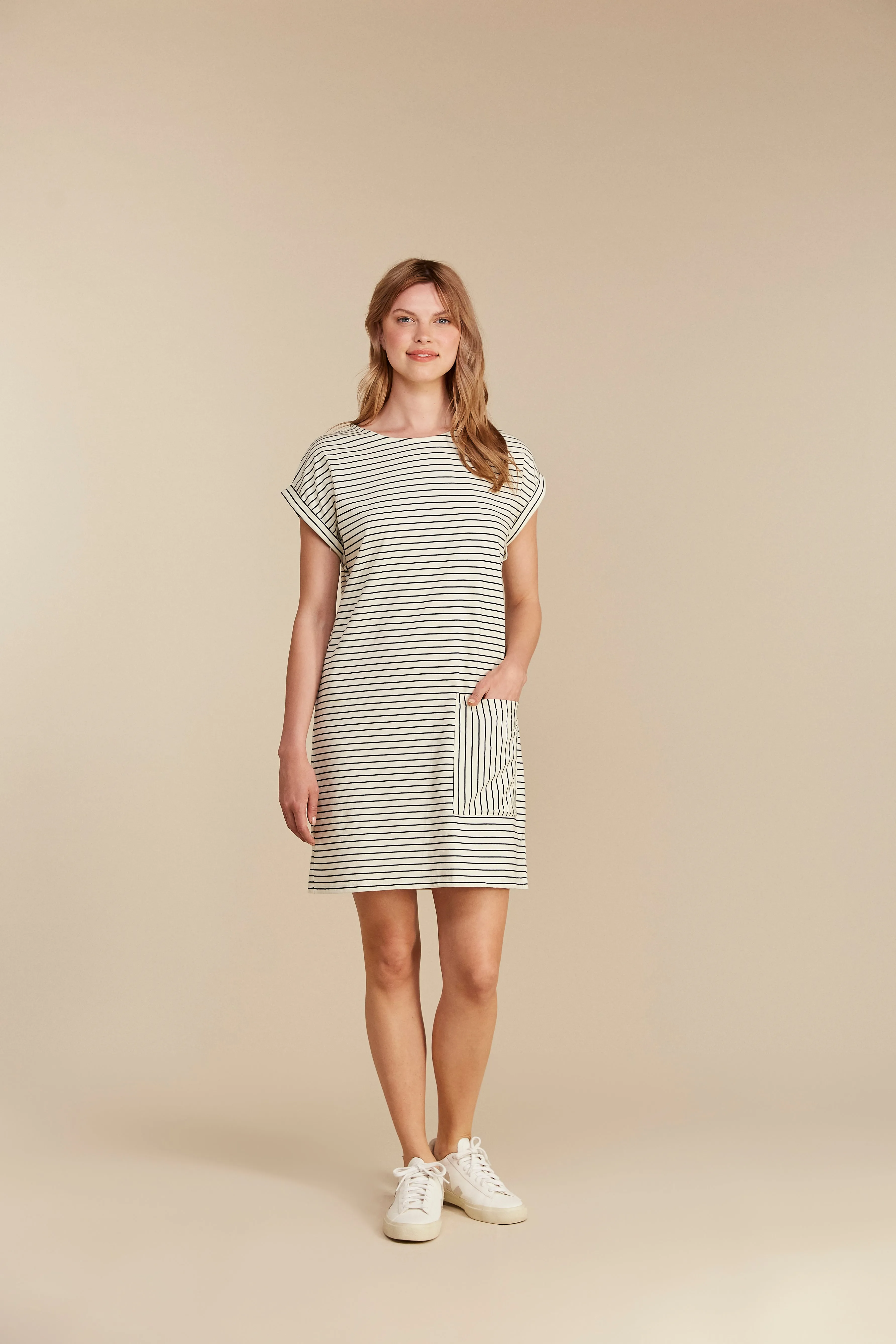 Camber Striped Dress in Navy