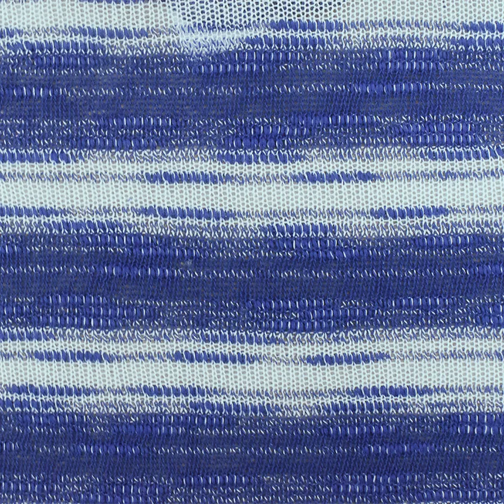 Cartoon Blue-White Slub Stripe Poly Rayon Jersey Knit Fabric