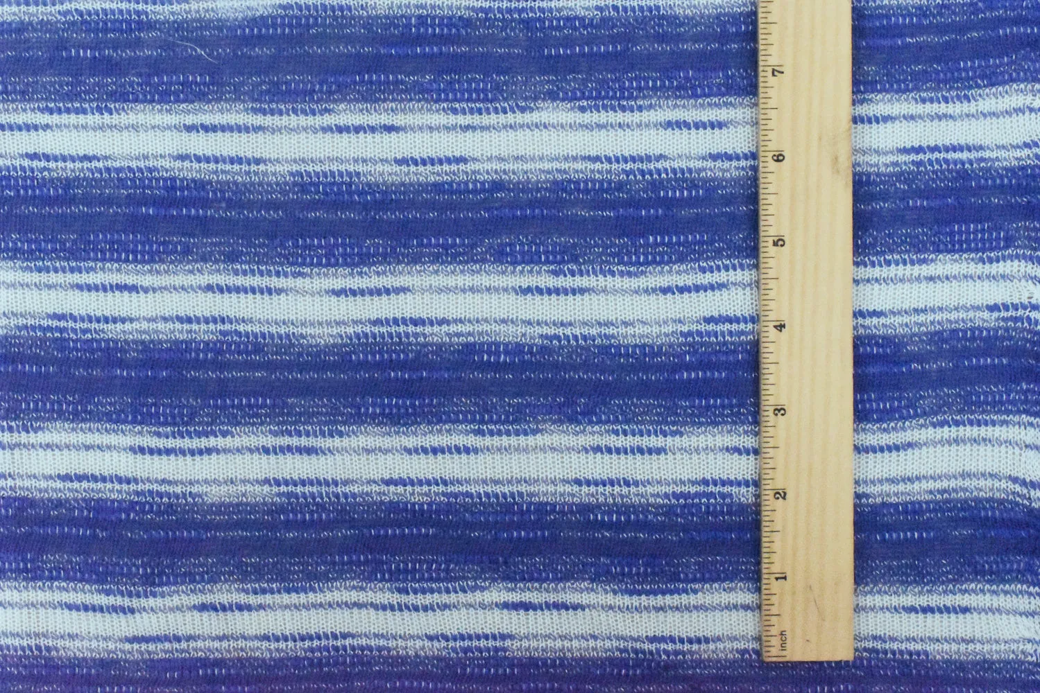 Cartoon Blue-White Slub Stripe Poly Rayon Jersey Knit Fabric