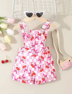 'CherryPop' Checkered Overalls