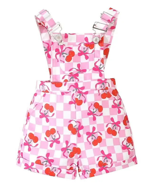 'CherryPop' Checkered Overalls