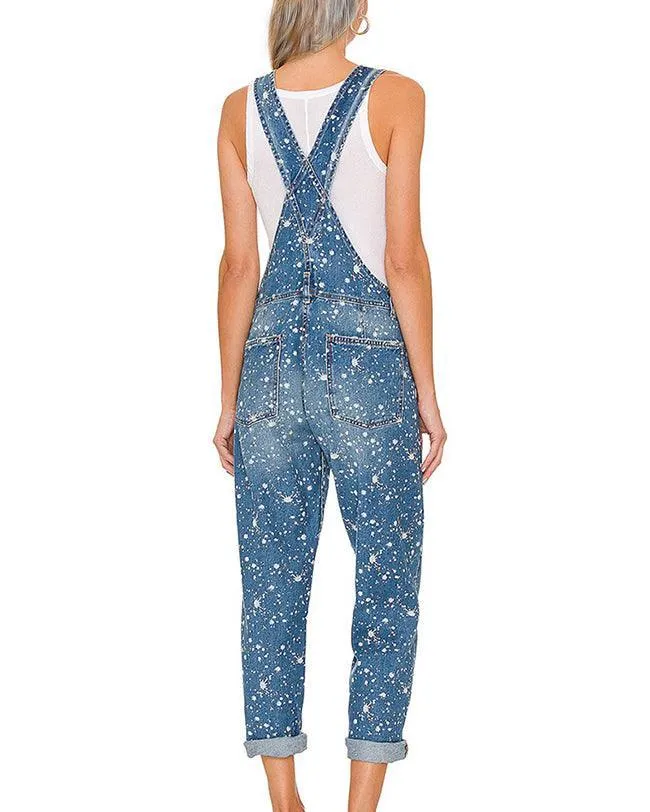 CHICMY- Women's Denim Jumpsuits Abstract Print Denim Overalls