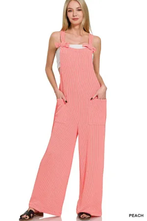 CORDED RIB KNOT STRAP RELAXED FIT OVERALLS