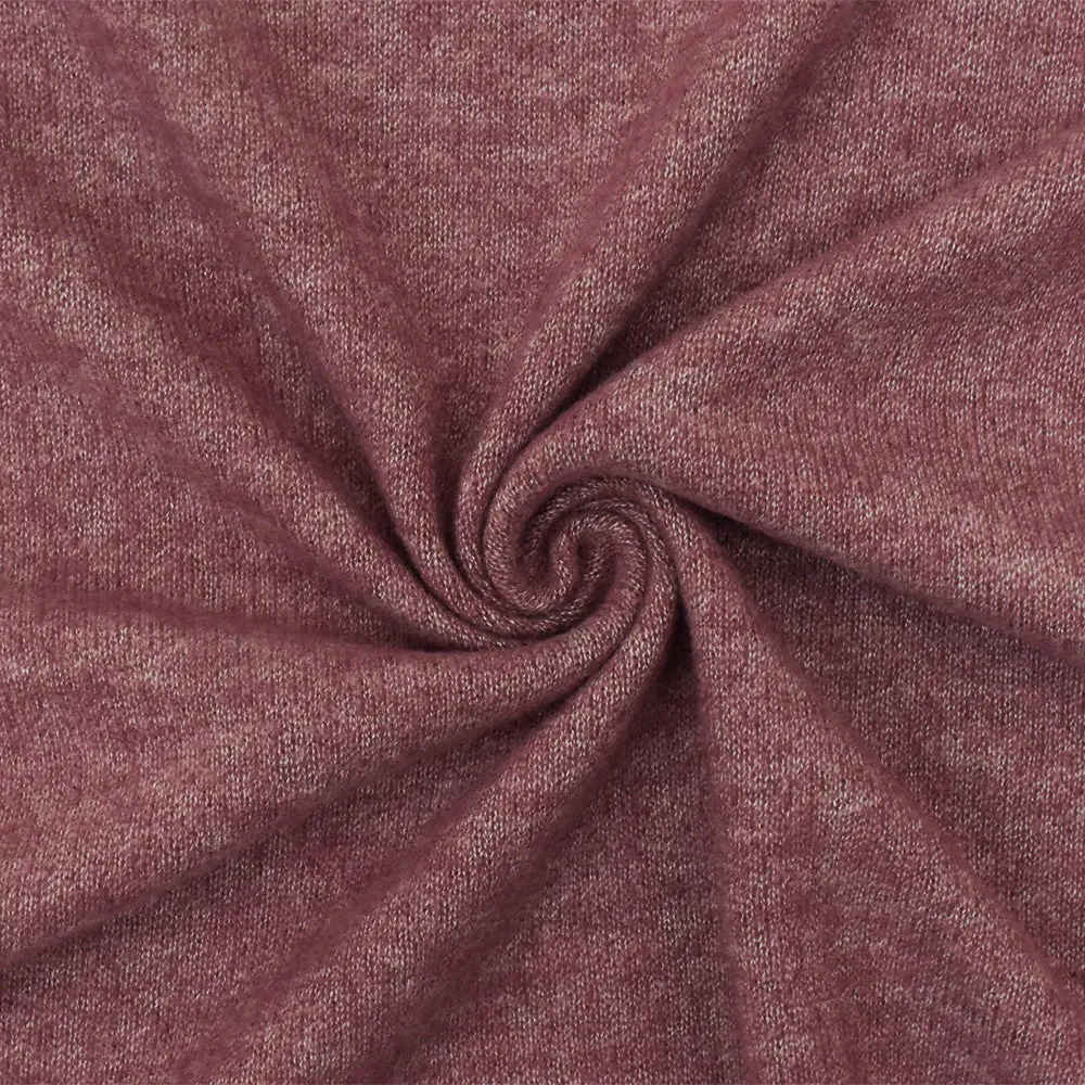 Dusty Wine-White Texture Stretch Poly Double Brushed Jersey Knit Fabric