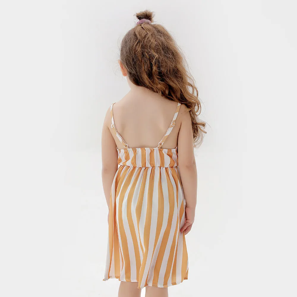 Family Matching Strip Print Dresses and T-shirts Sets