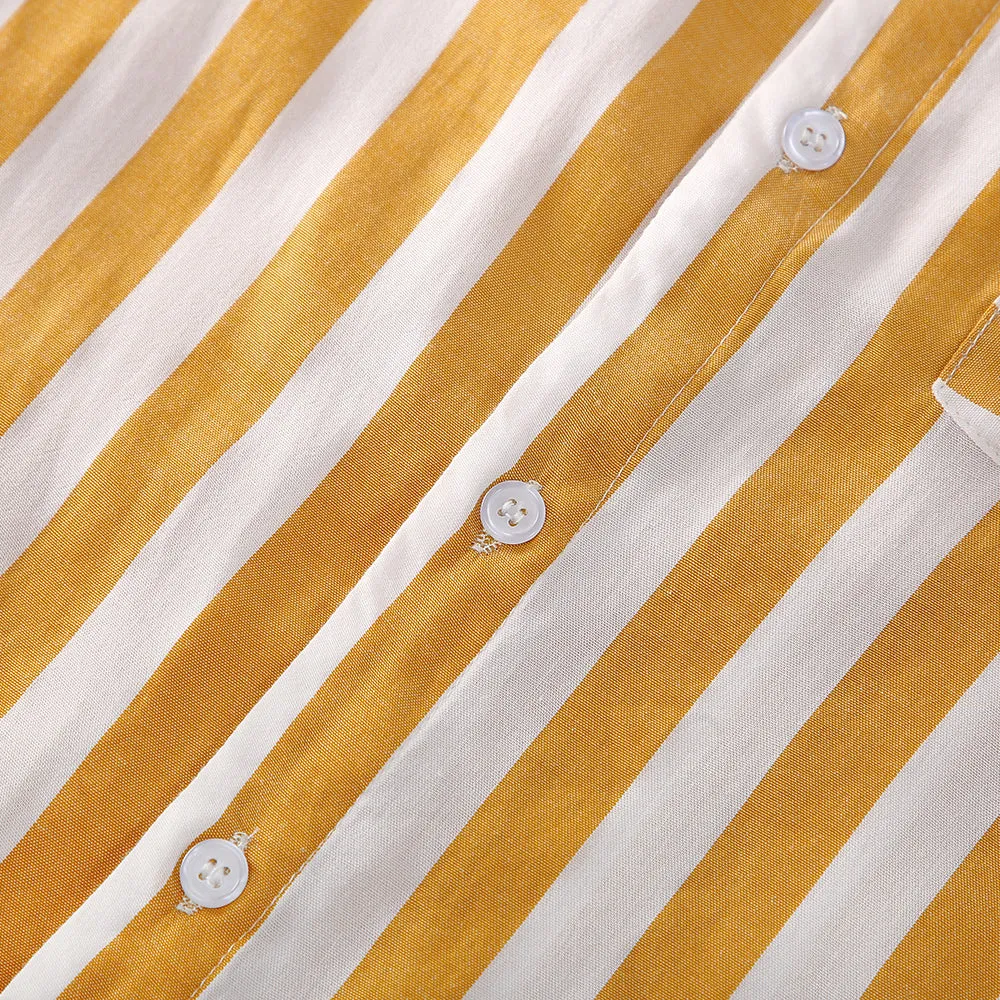 Family Matching Strip Print Dresses and T-shirts Sets