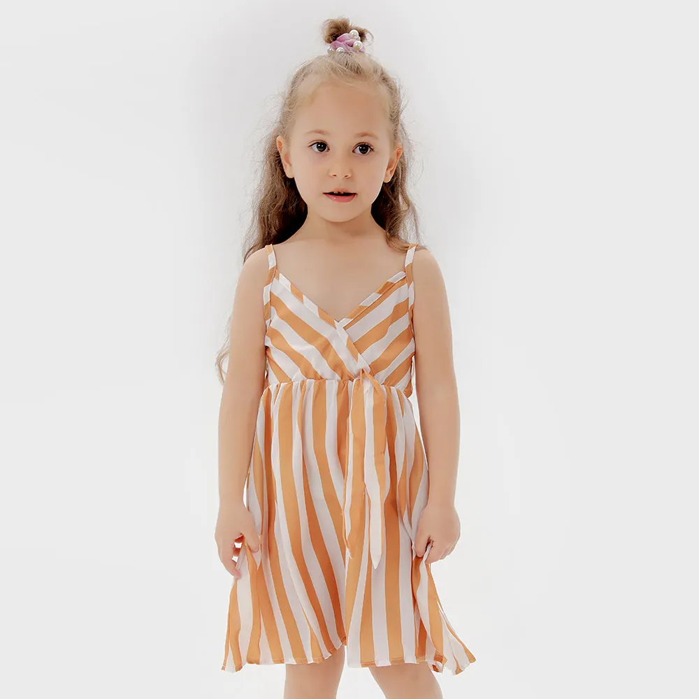 Family Matching Strip Print Dresses and T-shirts Sets