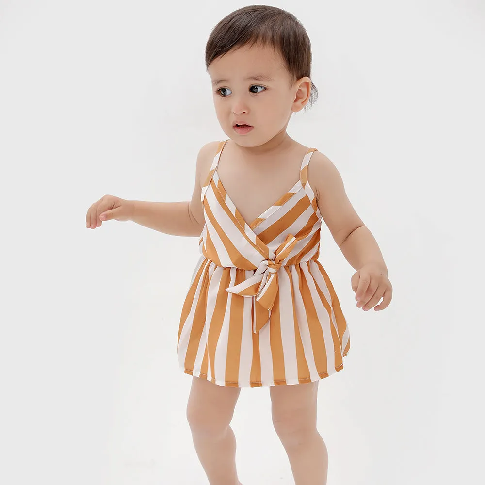 Family Matching Strip Print Dresses and T-shirts Sets