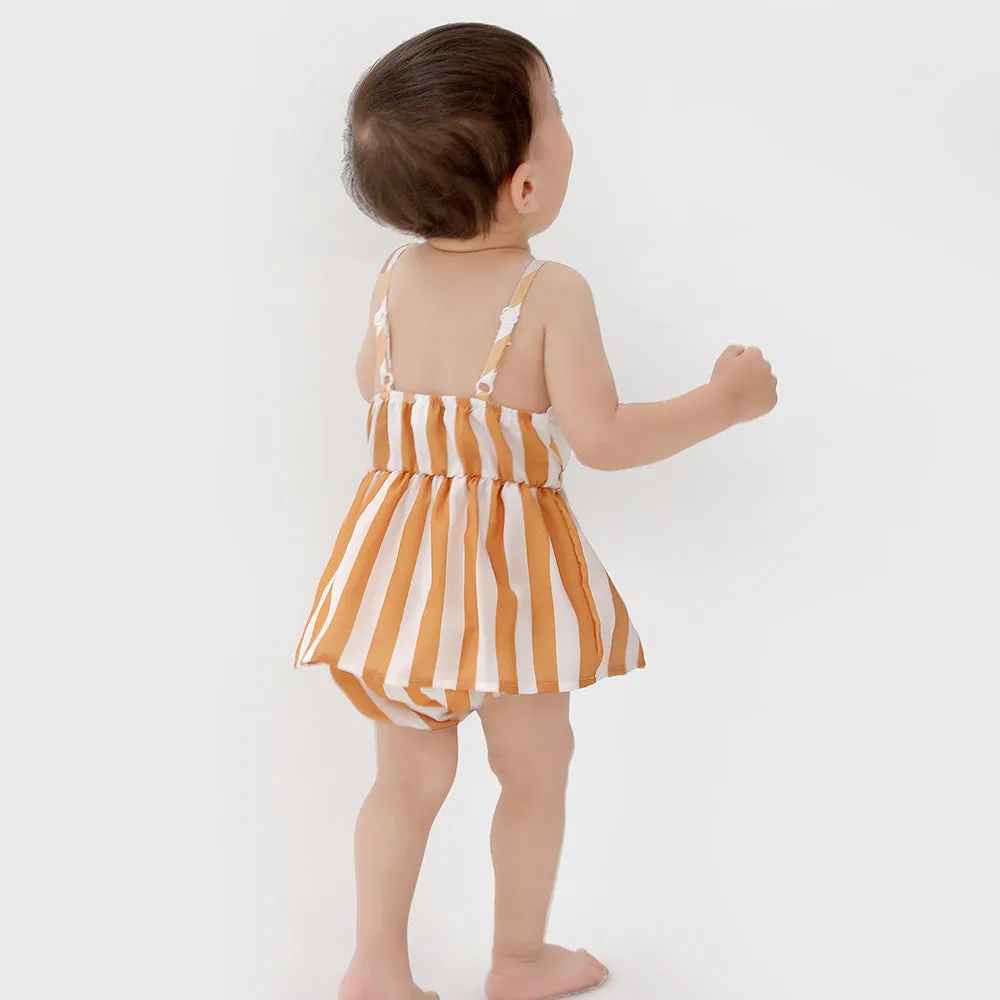 Family Matching Strip Print Dresses and T-shirts Sets