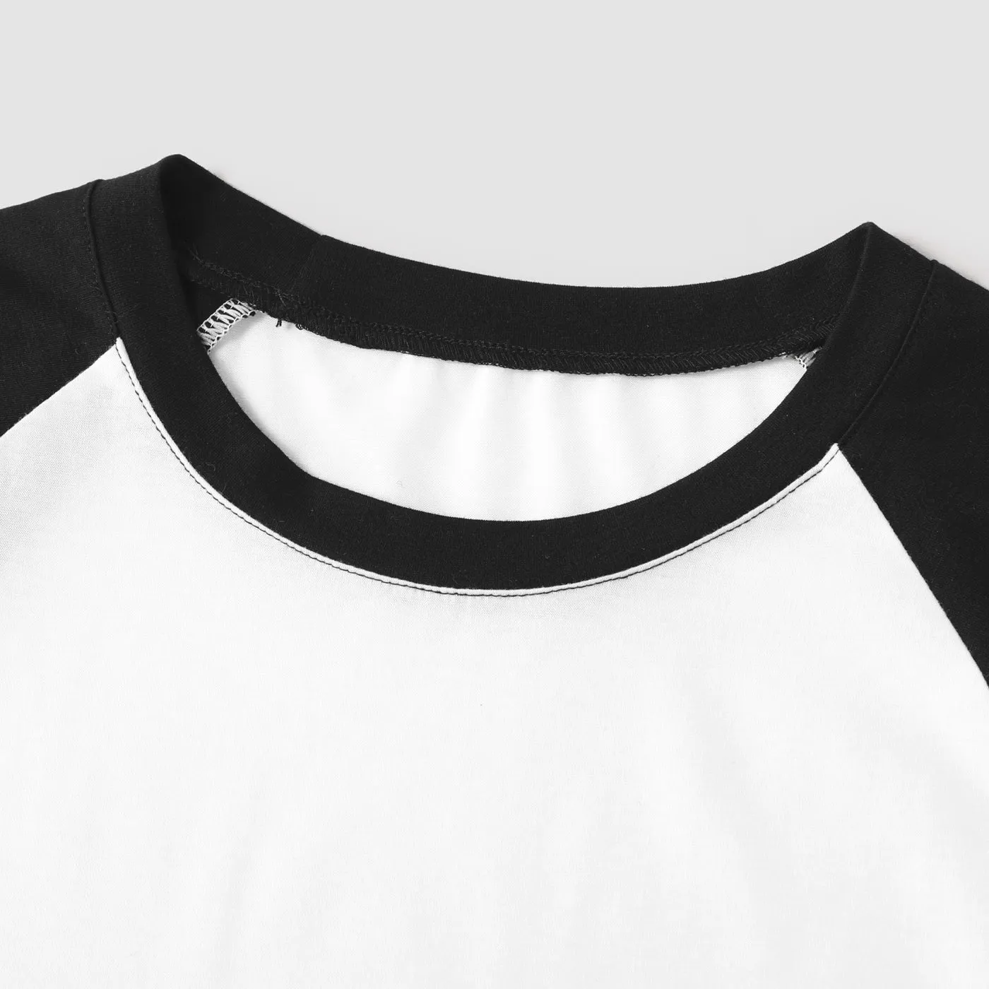 Family Matching Striped V Neck Short-sleeve Belted Dresses and Raglan-sleeve T-shirts Sets