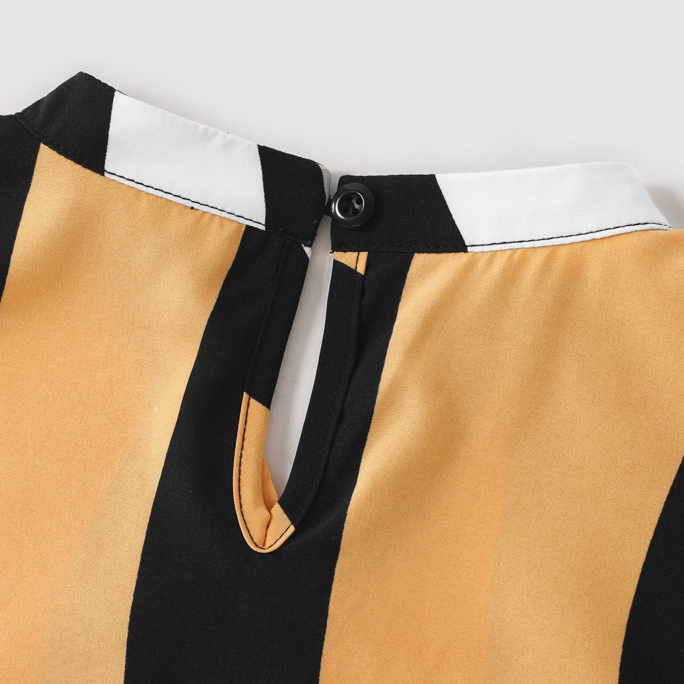 Family Matching Striped V Neck Short-sleeve Belted Dresses and Raglan-sleeve T-shirts Sets