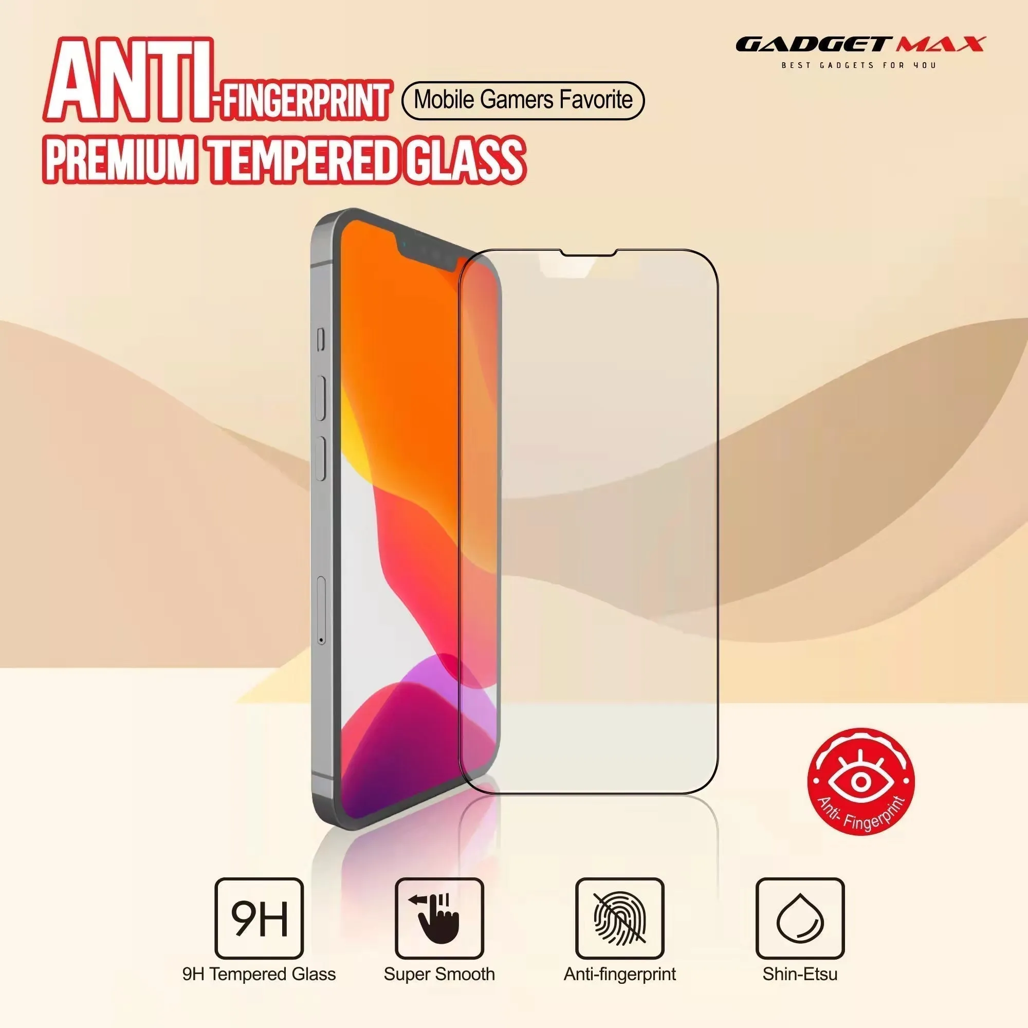 GADGET MAX Anti-Finger Print iPhone 12 Pro Max 6.7" 2.5D Anti-Finger Print Tempered Glass