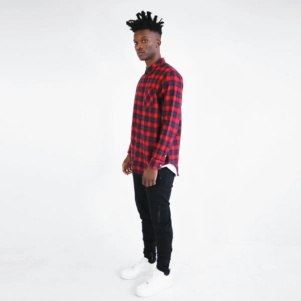 Gardena Flannel LS Buttonup - Navy/Red