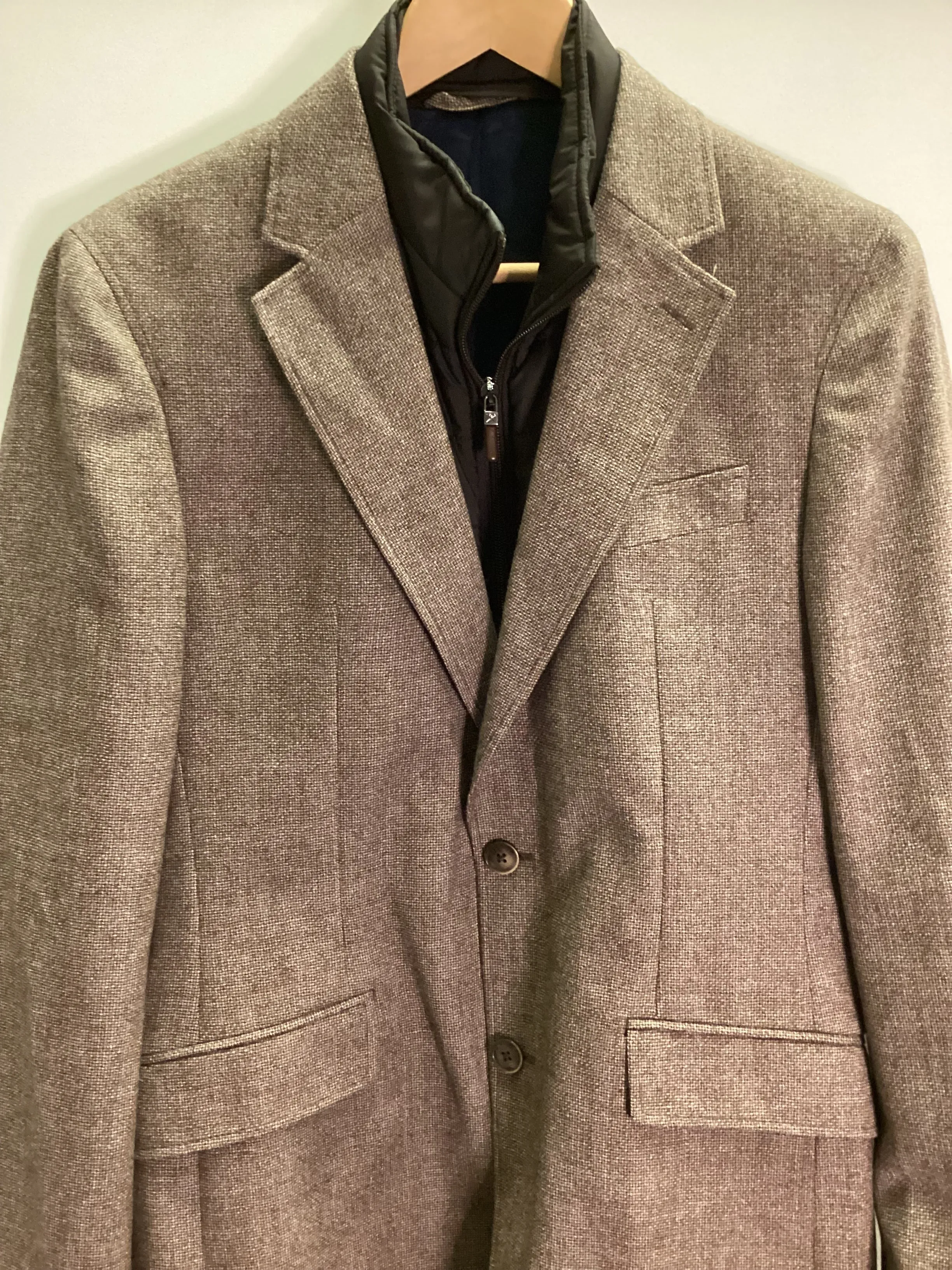 Hackett London 100% Wool Brown Textured Bib Blazer Size 38
