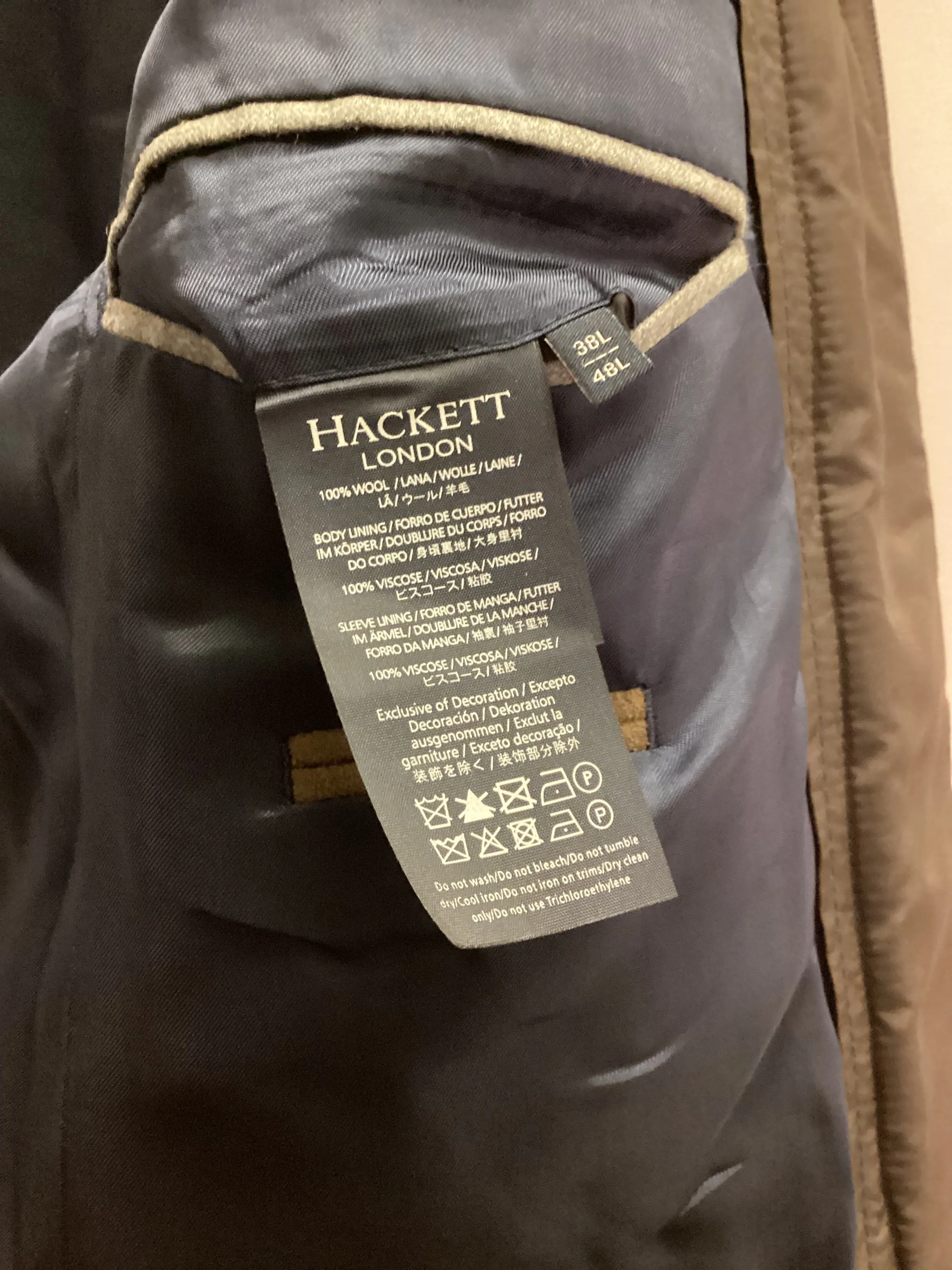 Hackett London 100% Wool Brown Textured Bib Blazer Size 38