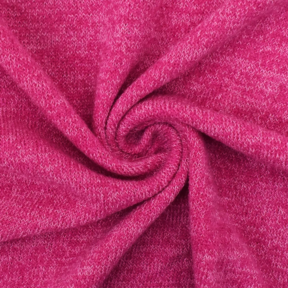 Hot Pink-White Texture Stretch Poly Jersey Knit Fabric