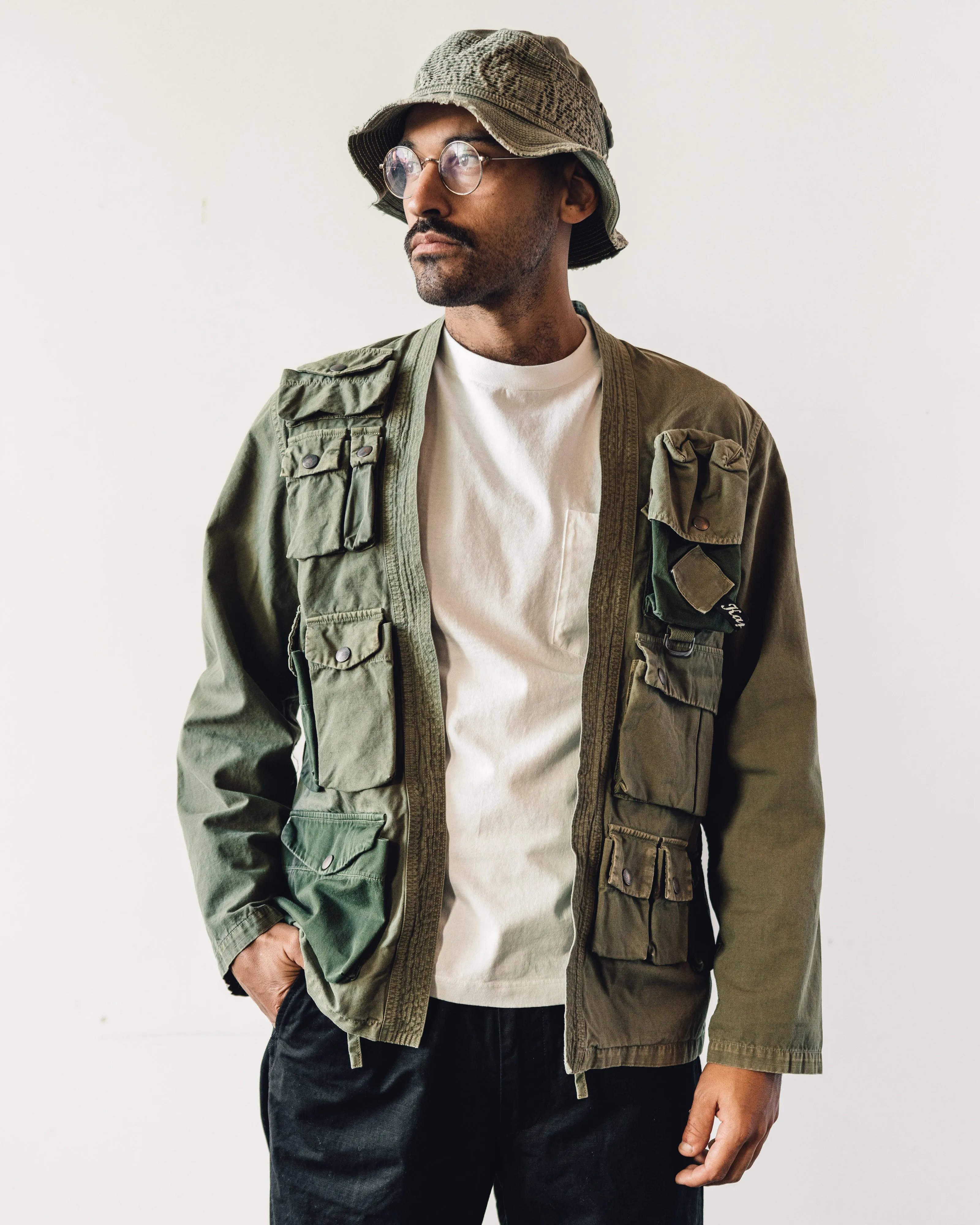 Kapital Unisex Ripstop Fishing Kimono Shirt, Khaki