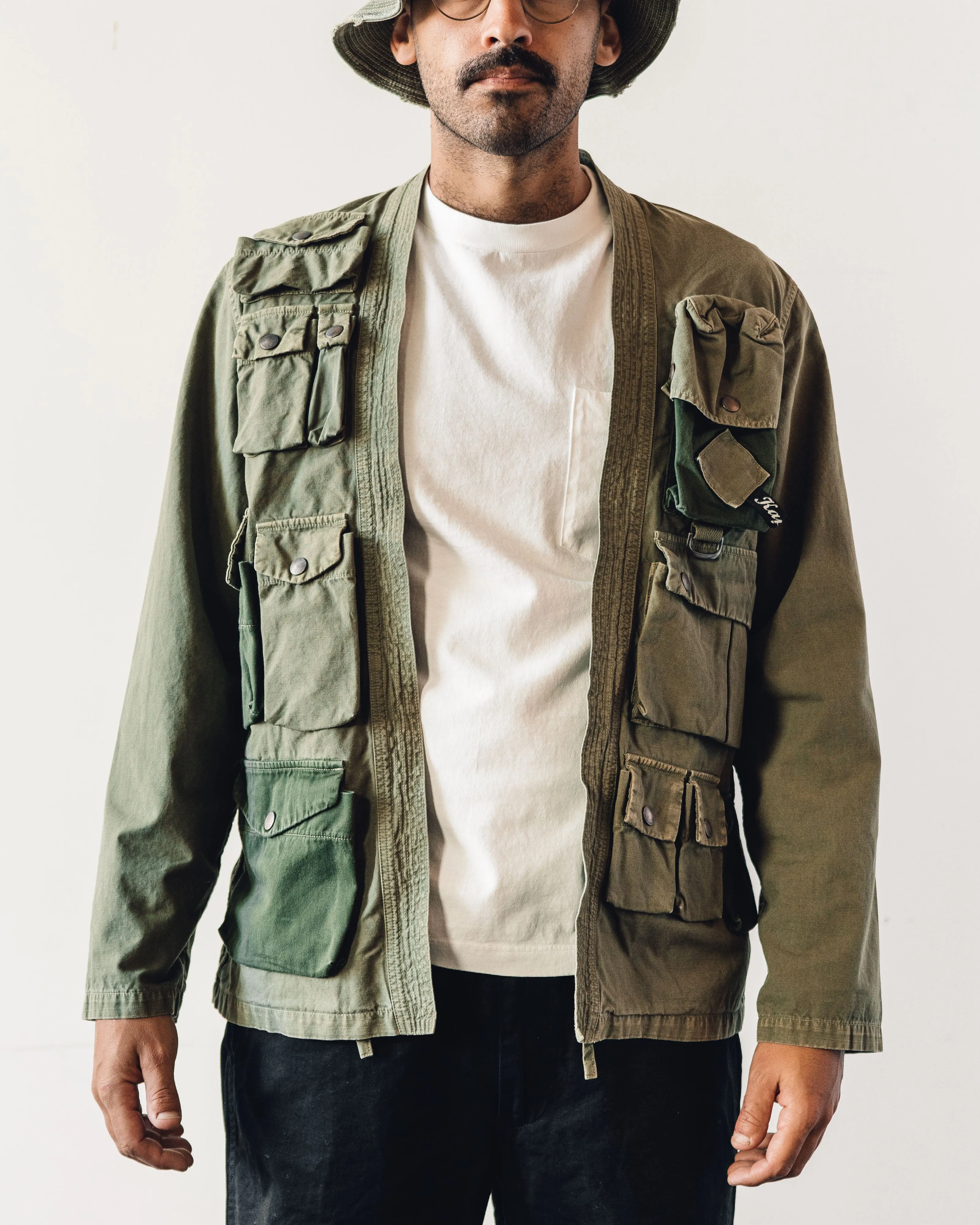 Kapital Unisex Ripstop Fishing Kimono Shirt, Khaki