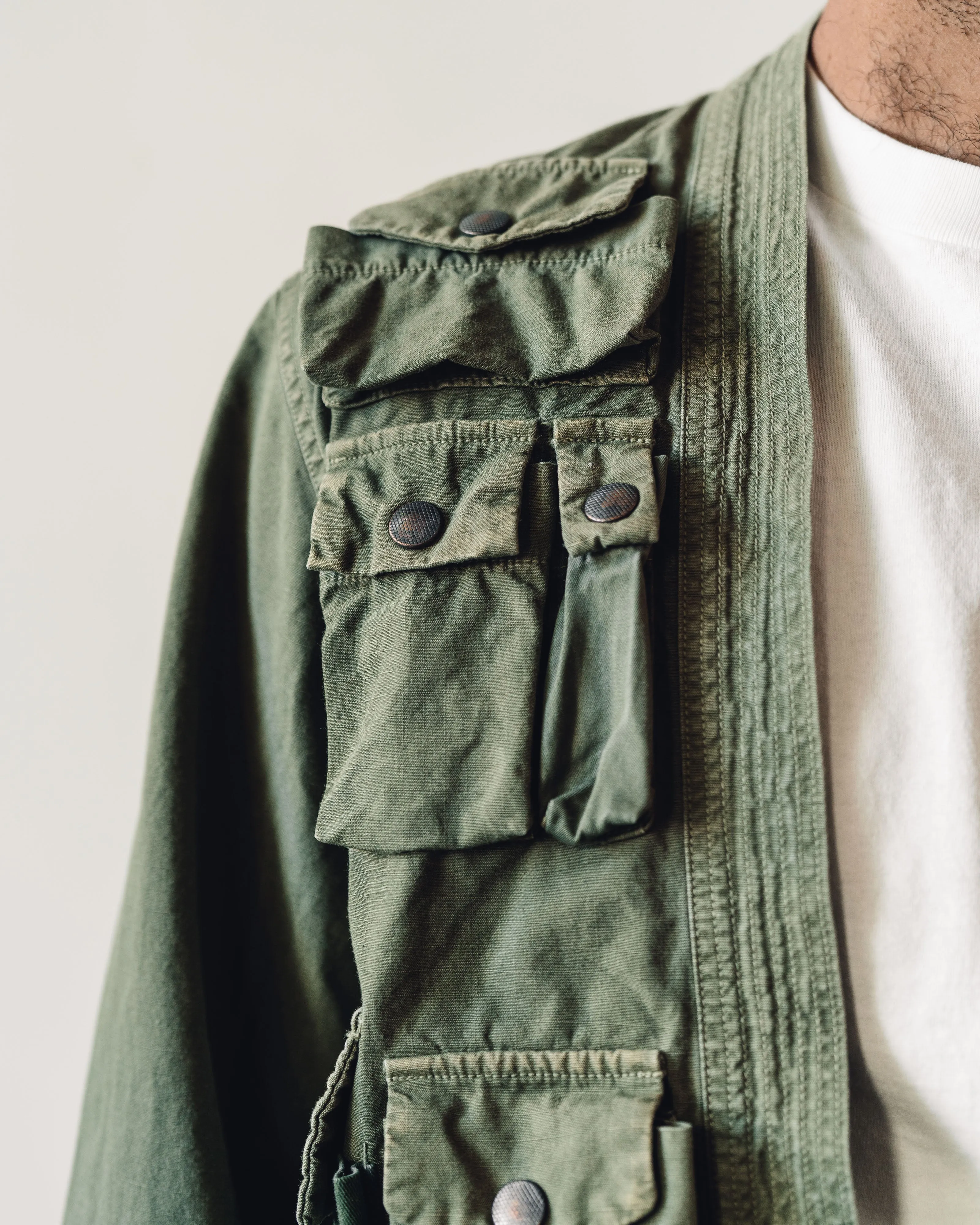 Kapital Unisex Ripstop Fishing Kimono Shirt, Khaki