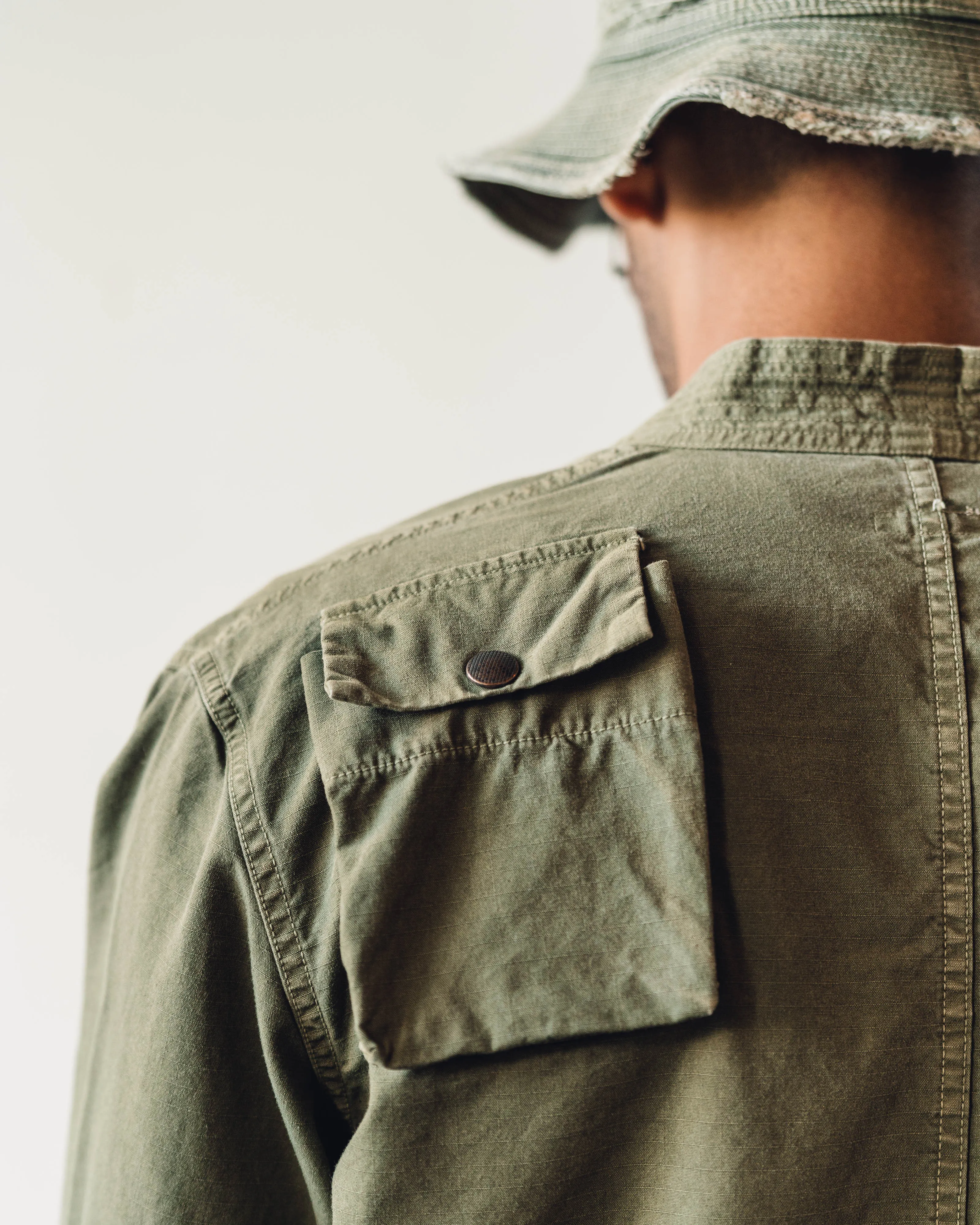 Kapital Unisex Ripstop Fishing Kimono Shirt, Khaki