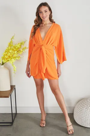 Kellie Kimono Deep V Wrap Mini Dress
