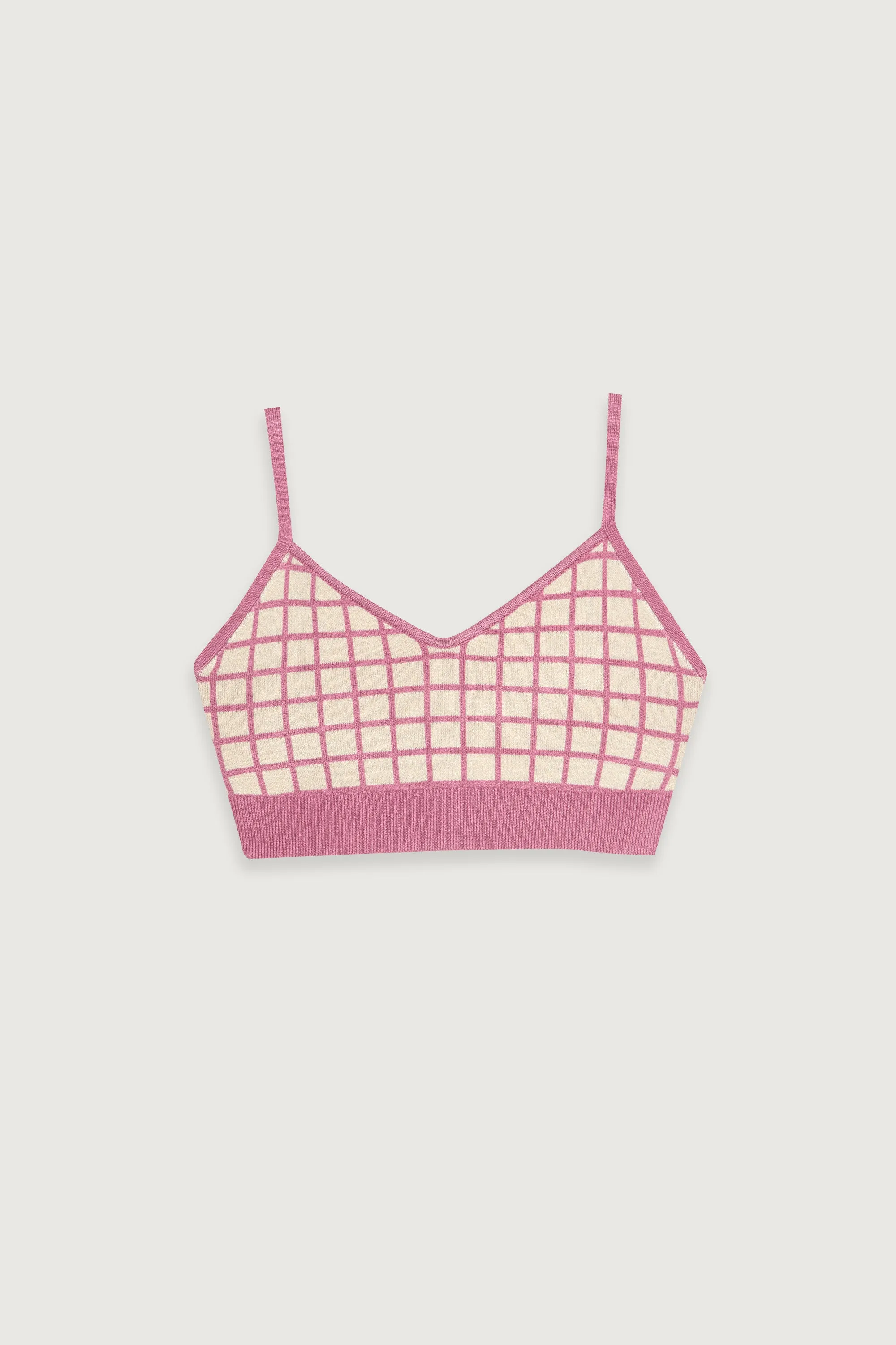 KNIT BRALETTE WITH GRID PATTERN