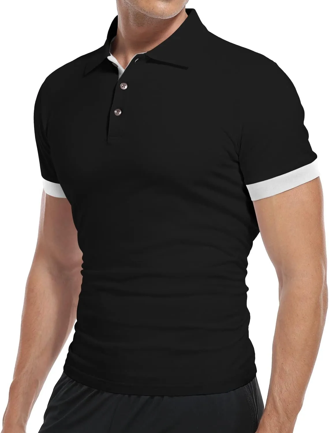 KUYIGO Men's Short Sleeve Polo Shirts Casual Slim Fit Basic Designed Cotton Shirt Tops