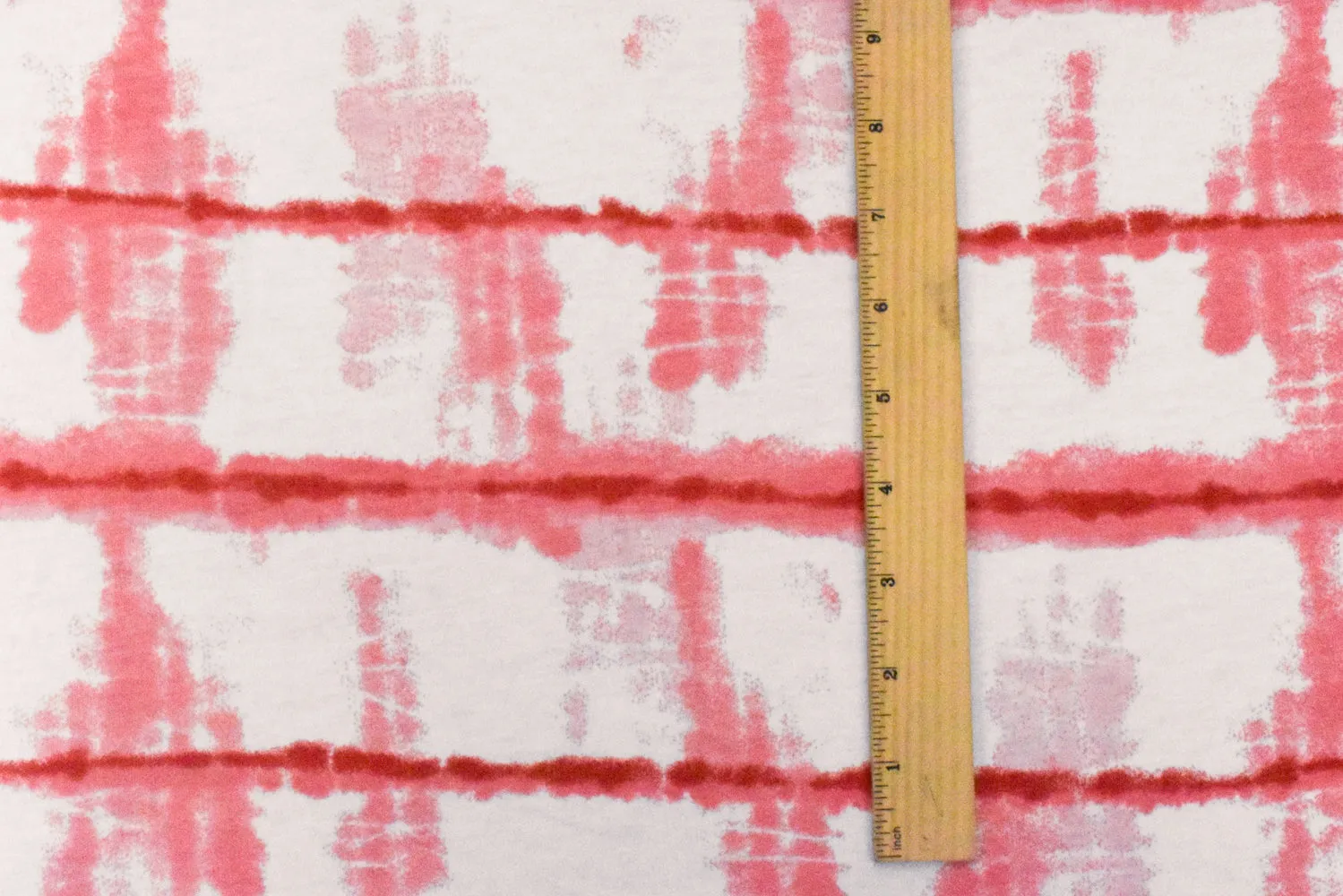 Lollipop Pink-White-Red Tie Dye Printed Stretch Poly Jersey Knit Fabric