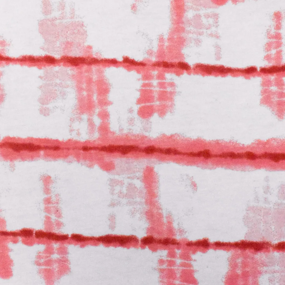Lollipop Pink-White-Red Tie Dye Printed Stretch Poly Jersey Knit Fabric