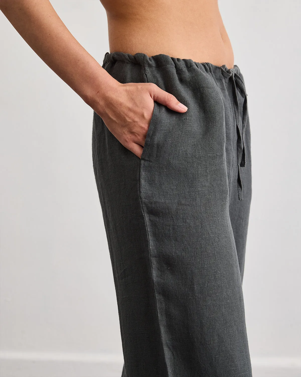 Lounge Linen Pants in Charcoal