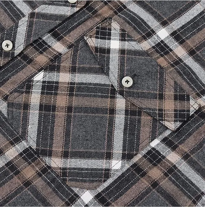 Men's Button Down Regular Fit Long Sleeve Plaid Flannel Casual Shirts Black/Orange/White