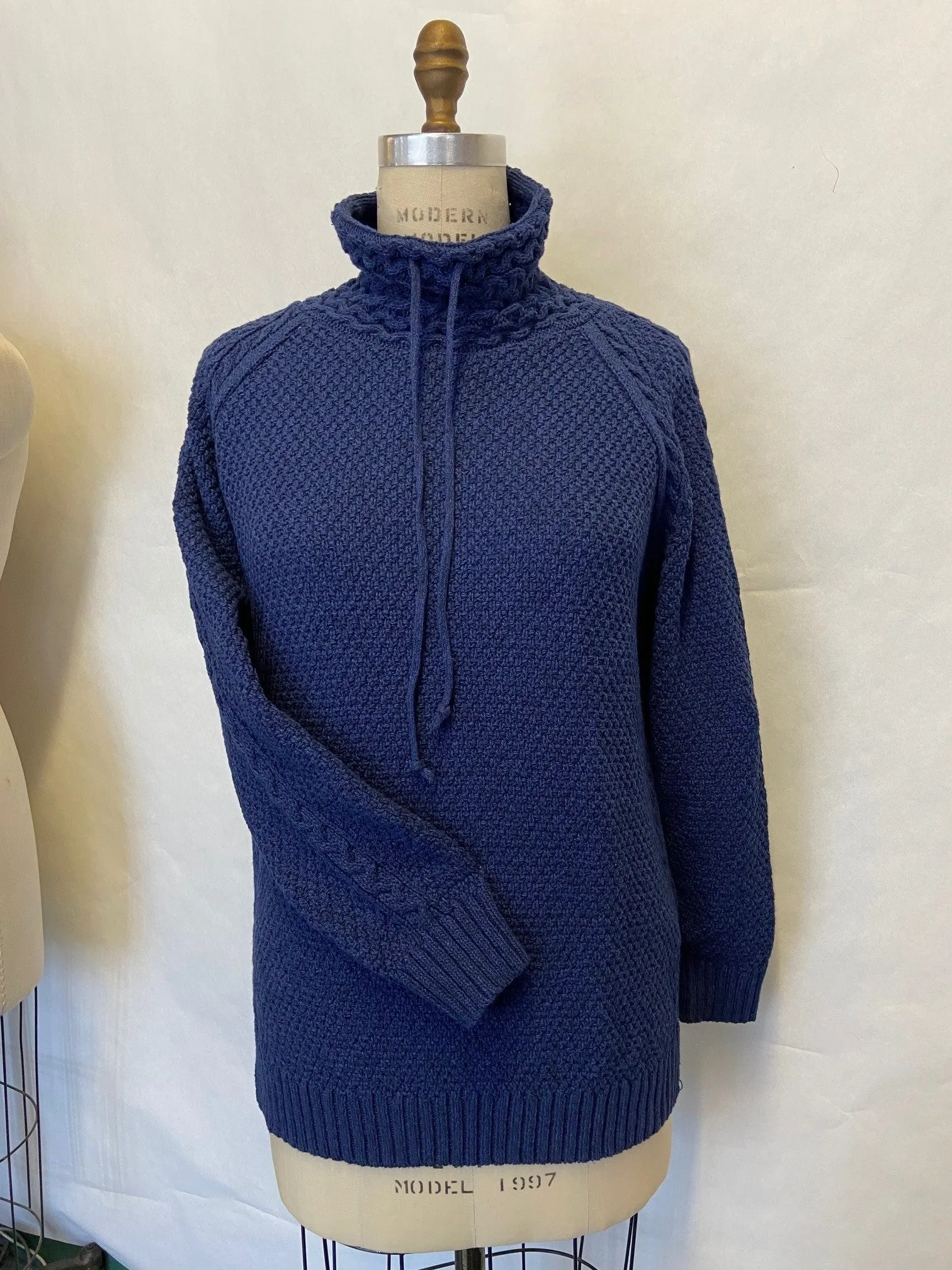 Miller eco cotton high neck/funnel neck drawstring pullover sweater