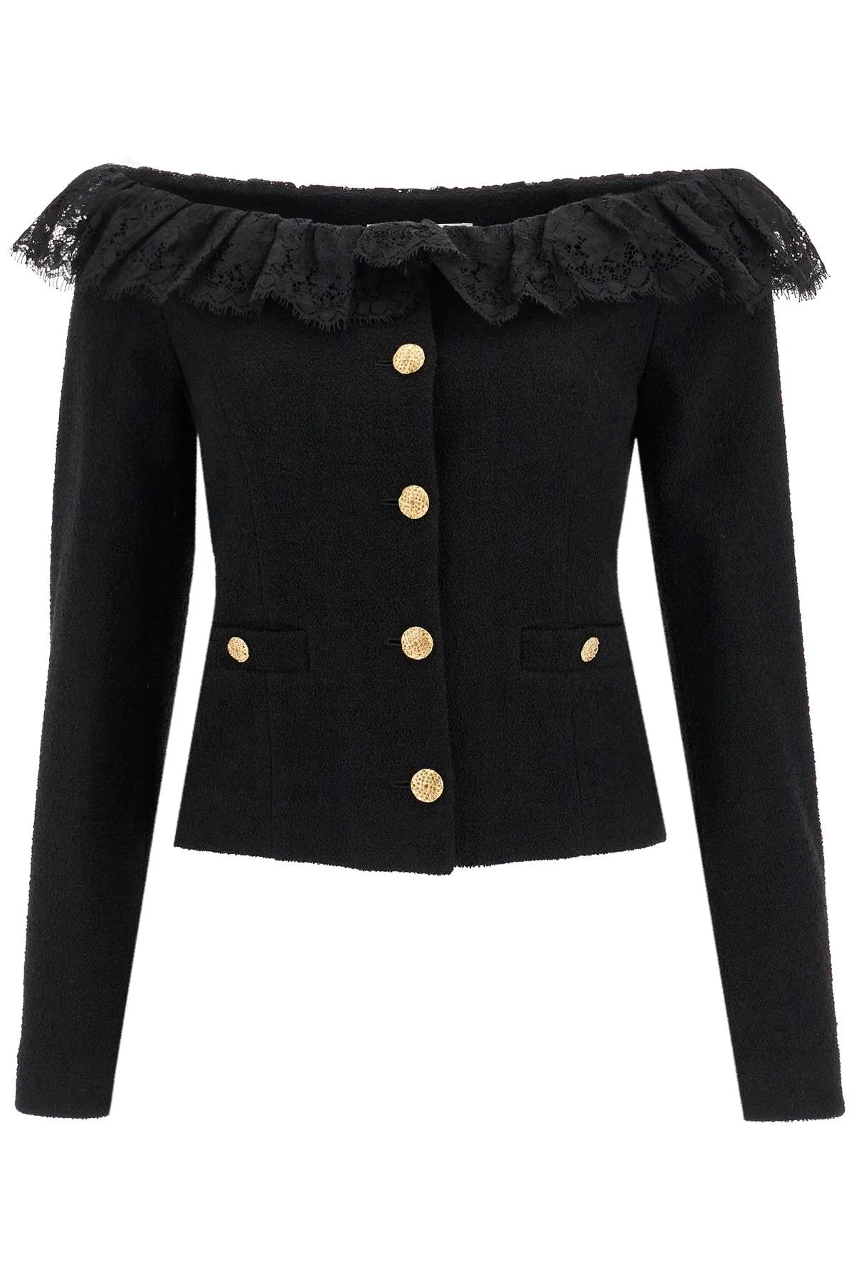 off-shoulder tweed bou FABX3935 F3593 BLACK