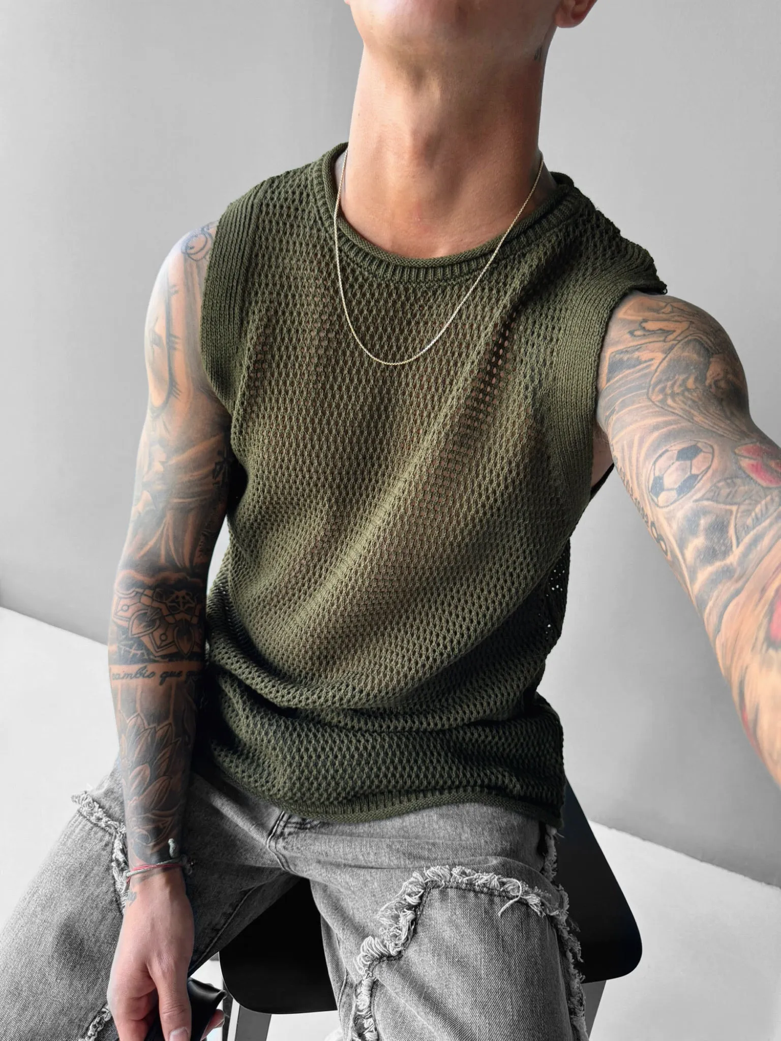 Oversize Textured Tanktop - Khaki