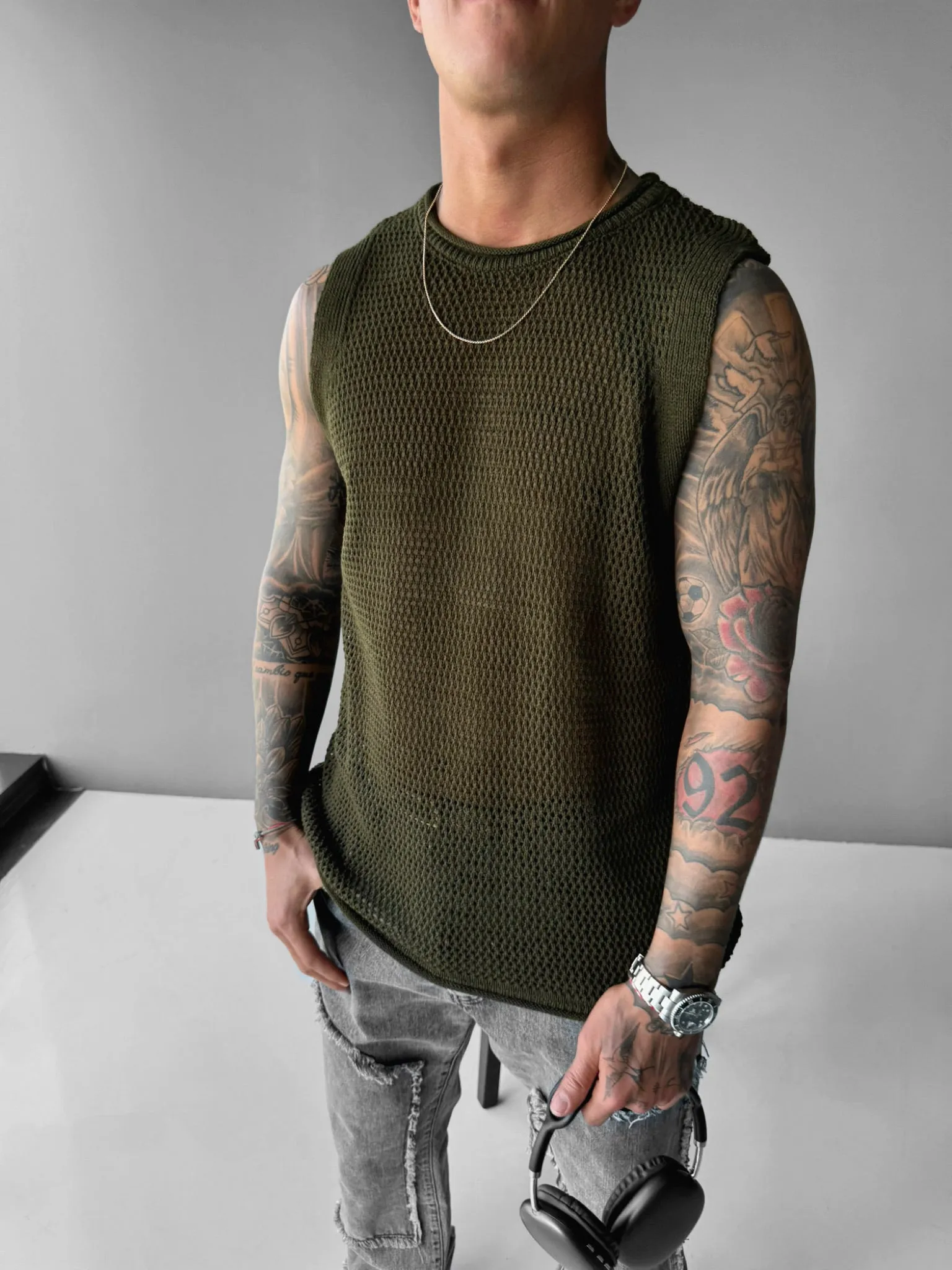 Oversize Textured Tanktop - Khaki