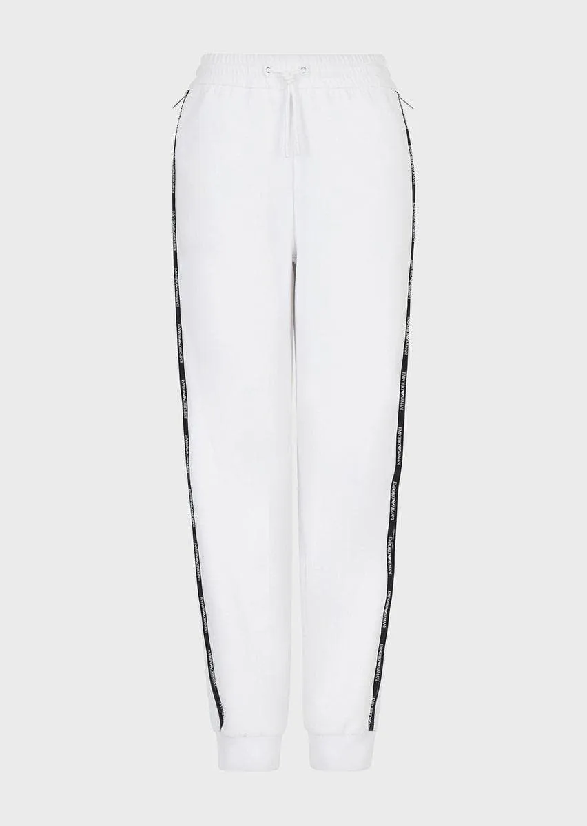 Pantaloni jogger in double jersey con tape logo e zip laterale