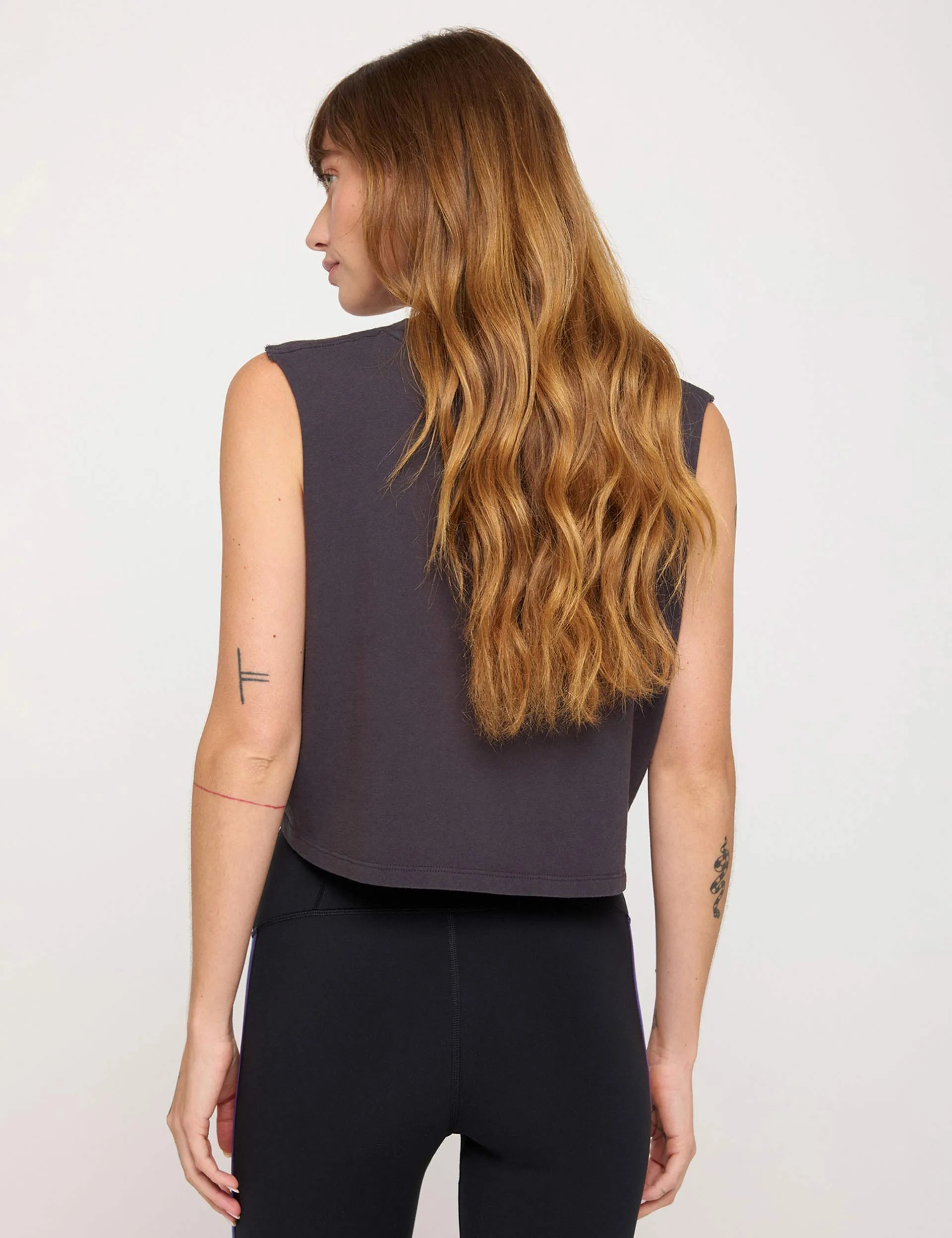 Rainbow Callie Crop Tank - Vintage Black